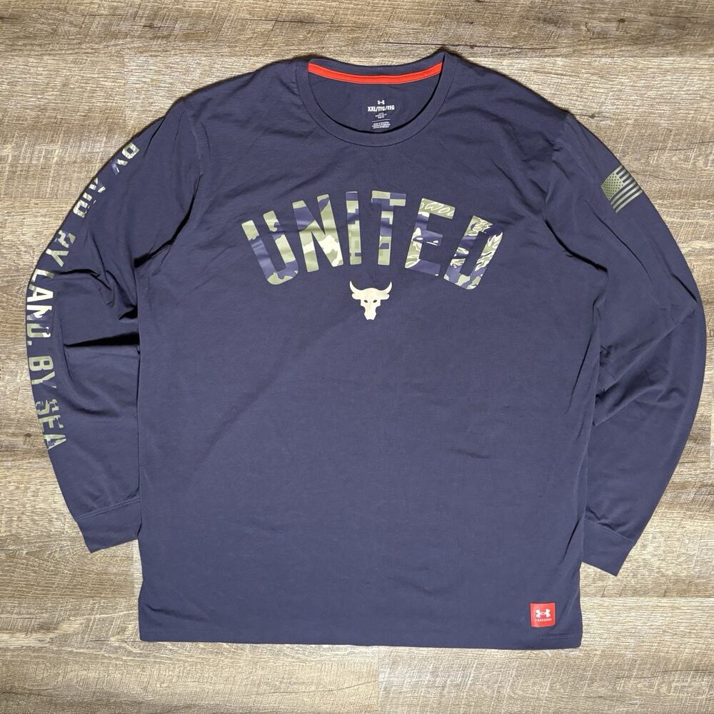 Under Armour Project Rock Long Sleeve Shirt Men's XXL Camo By Land By Air By Sea